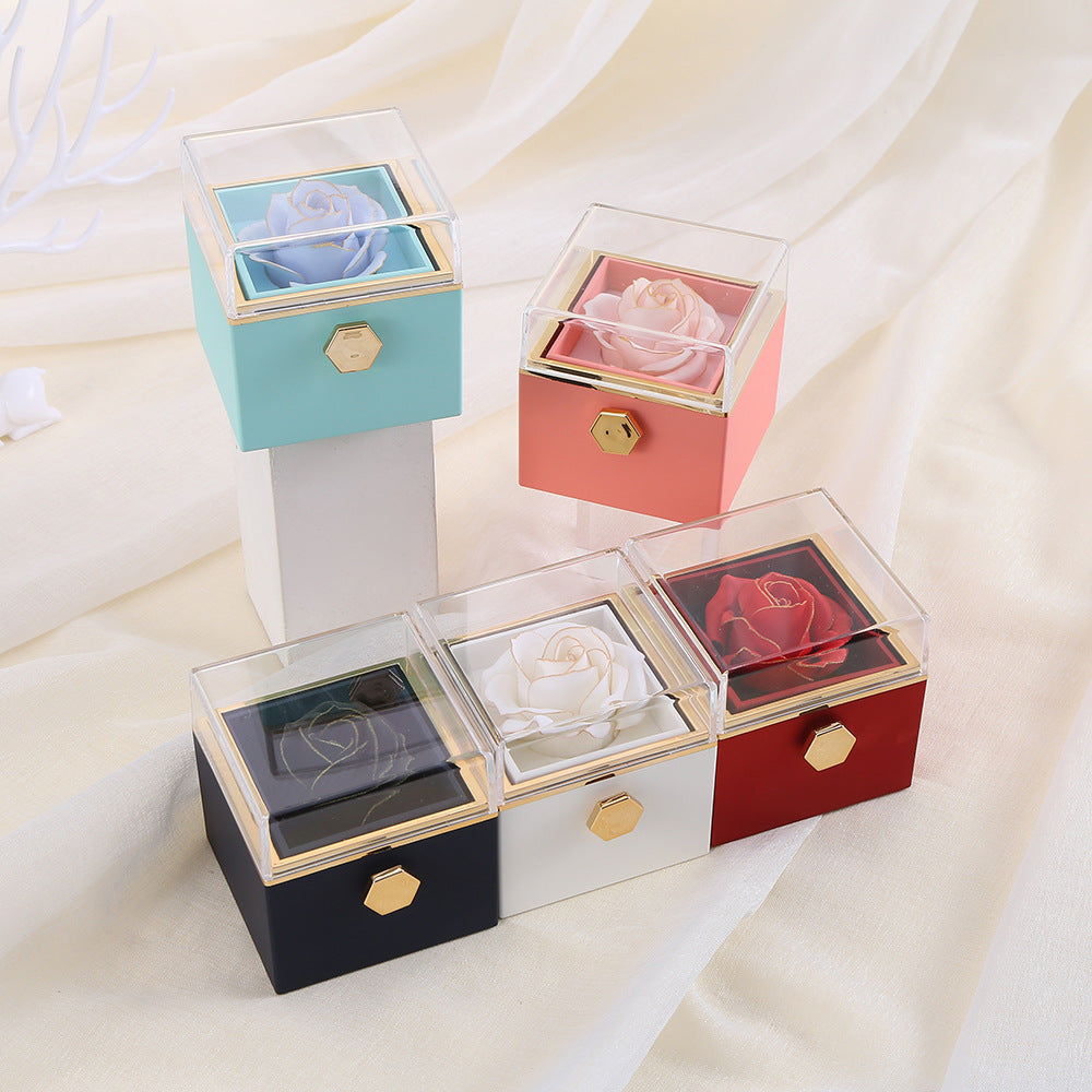 Rotating Eternal Rose Gift Box w/Necklace