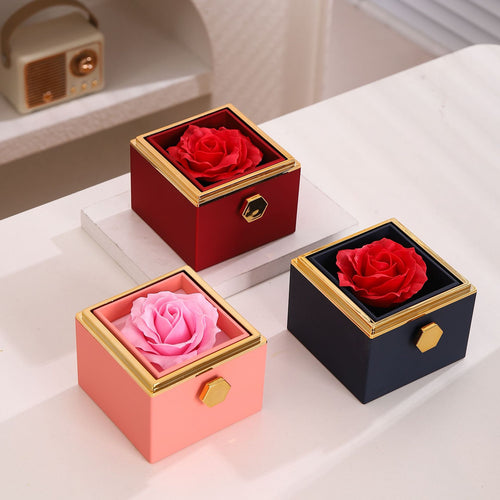 Rotating Eternal Rose Gift Box w/Necklace