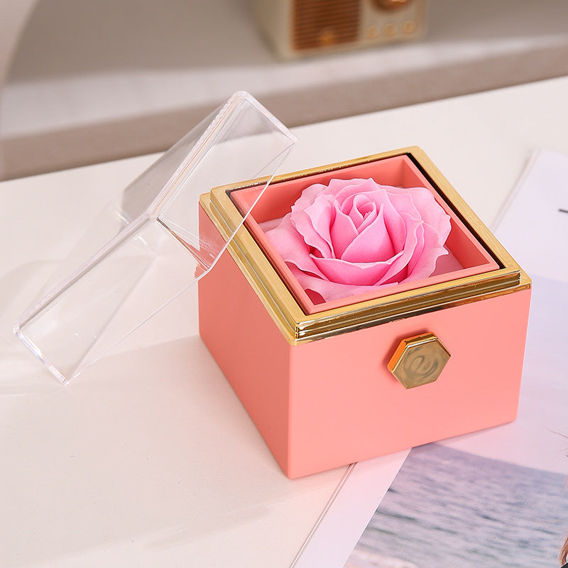 Rotating Eternal Rose Gift Box w/Necklace